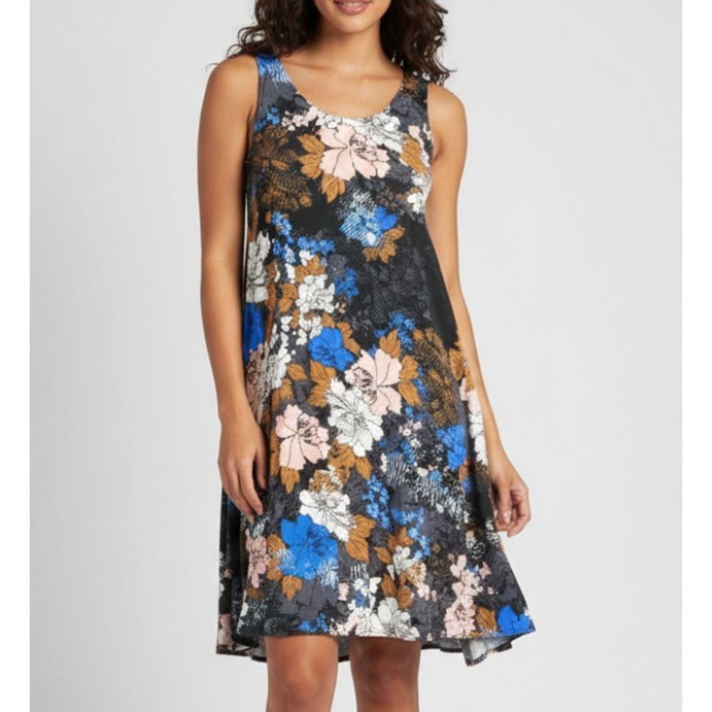 ASTR THE LABEL A-Line Tank Dress MULTICOLOR Floral Print RACERBACK Soft Knit XS